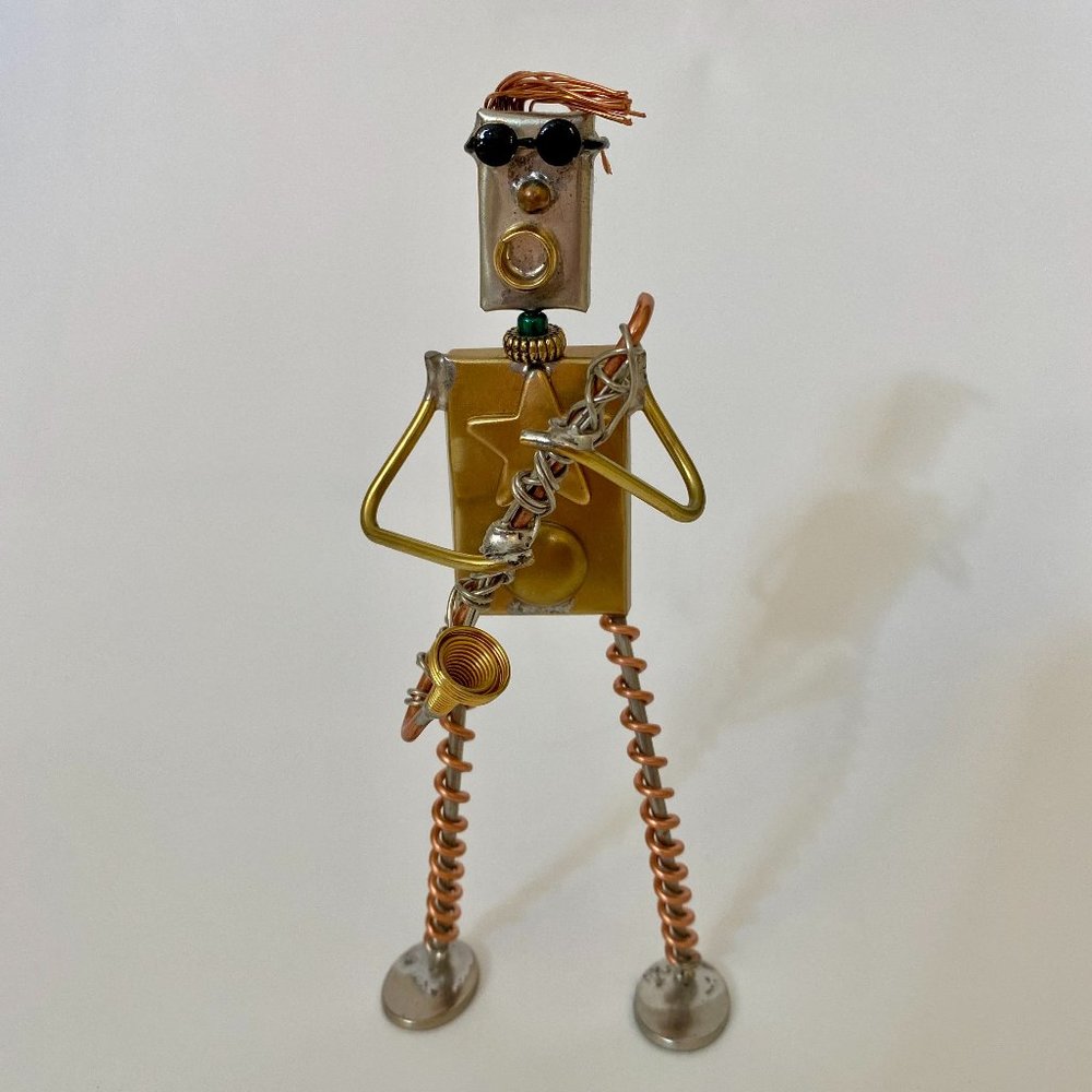 Handmade DON REA Metal Wire Saxophone Sculpture